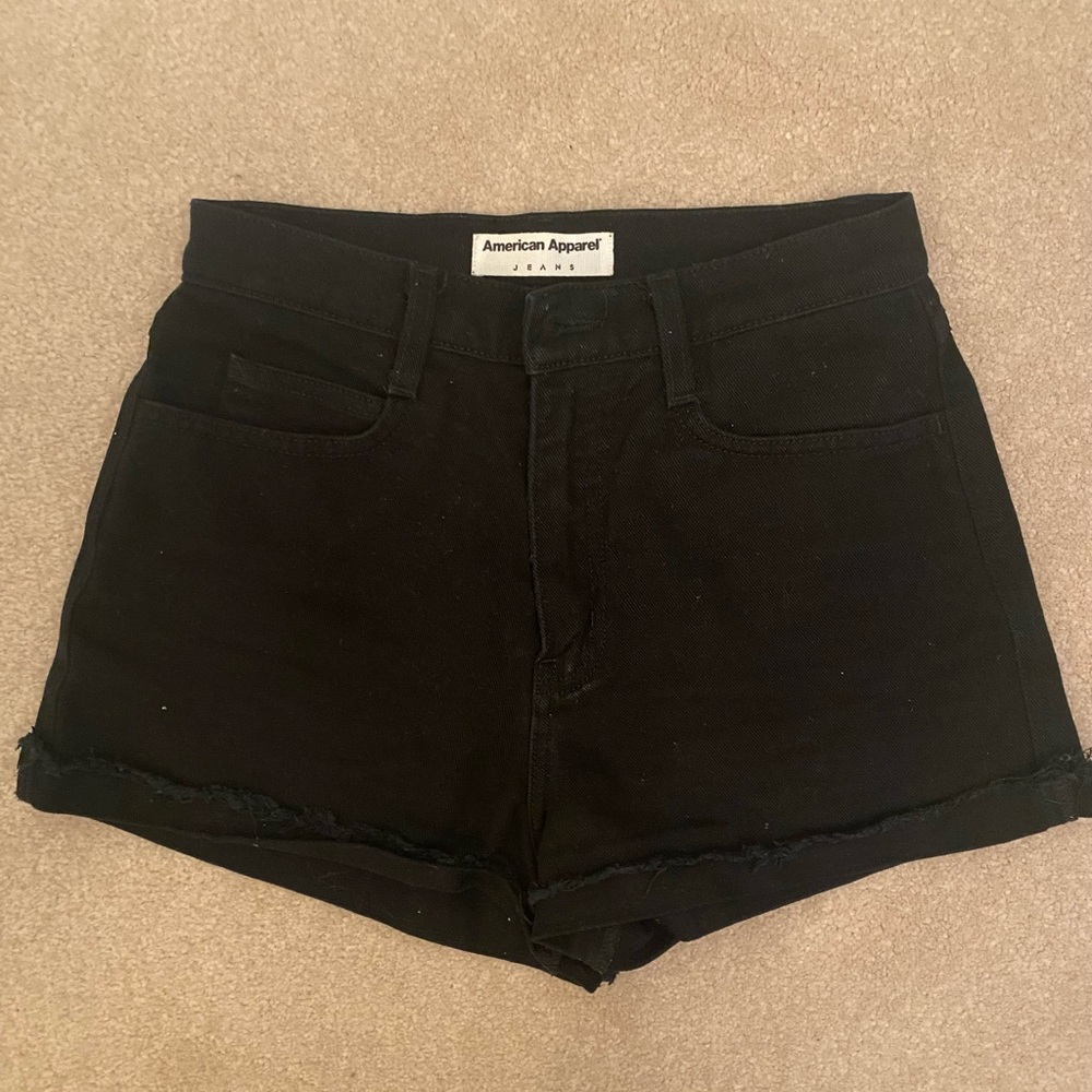 American apparel black denim shorts